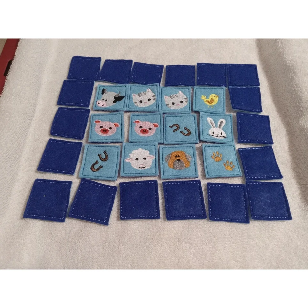 Farm Animal Matching Game Felt Squares Montessori Homeschool Preschool Learning‎